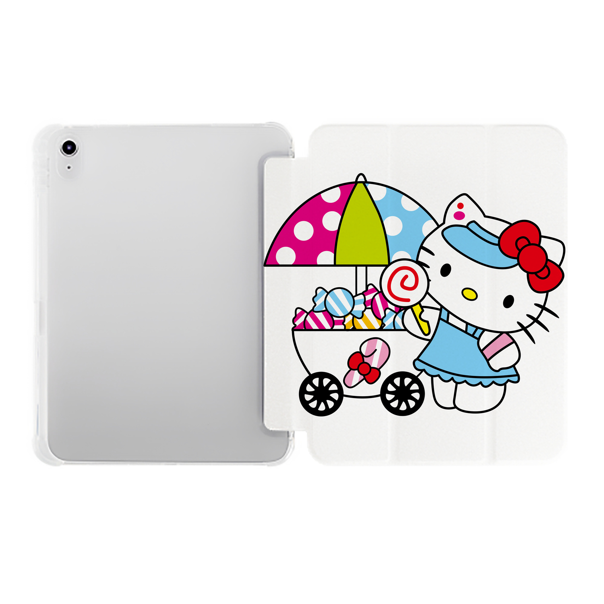 （画像用） Hello Kitty ハローキティ IPad ケース ペン収納付き 三つ折りスタンド PUレザー×シリコン 対応機種9.5/10.5/10.9インチ